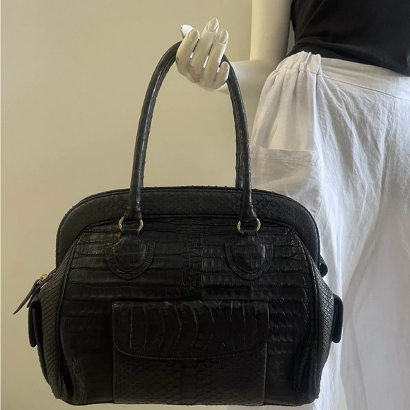 Armenta Black Satchel with Crocodile Texture - Picture 8 of 10